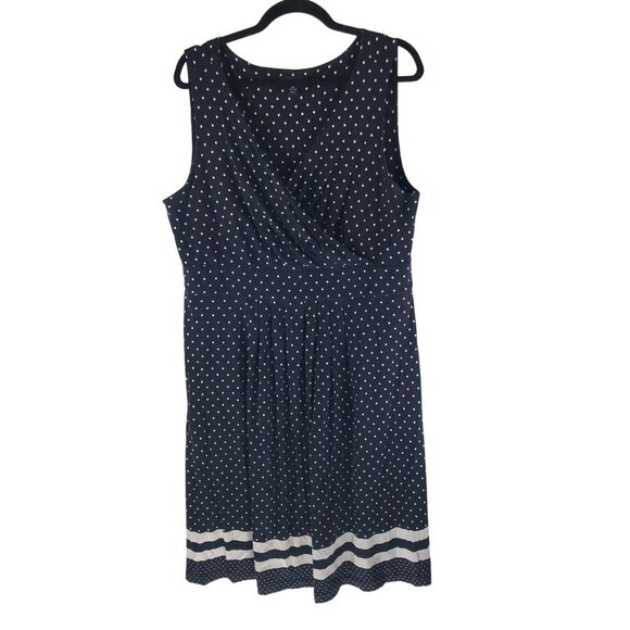 Lands' End Dresses & Skirts - Lands End Fit Flare Dress Sleeveless Surplice Neckline Polka Dot Black White 1X
